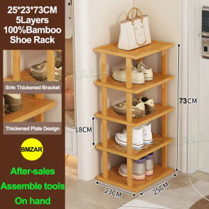 5/6/7/8/9 Layers Bamboo Shoe Rack Organizer Small Area Square Shoe Rack Wood Shoe Shelf For Dormitory