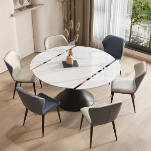Dining Table Rock Board Dining Table Retractable Square Round Dual-Use Rotating Folding Dining Table