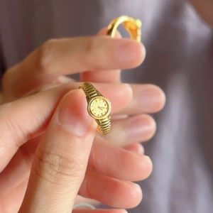 แหวนแฟชั่นนาฬิกาทองขนาดเล็กนาฬิกาเปิดแหวนผู้ชายผู้หญิงสร้างสรรค์แหวนสไตล์พังก์แหวนปรับได้