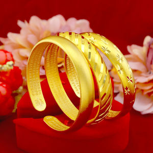 Everhoney Luxury Chunky 6Mm Gold Bangle Open Cuff Bracelets For Women And Girls