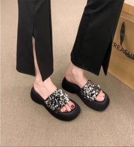 [Free Shipping] Thick-Soled Sandals For Women 2026 Summer New Style Sequined Platform Sandals For Outdoor Wear WomenS Slip-On Shoes