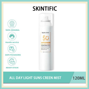 SKINTIFIC All Day Light Sunscreen Mist SPF50 PA++++ Skincare Sunblock Spray Anti UV Face Body Spray 120ml outdooer against uv spray