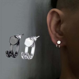 JEWELRY อารมณ์ ผิดปกติ ส่วนบุคคล พังค์ ฮิพฮอพ เครื่องประดับหู ต่างหูห่วงเกาหลี ต่างหูผู้ชาย ต่างหูทรงเรขาคณิต