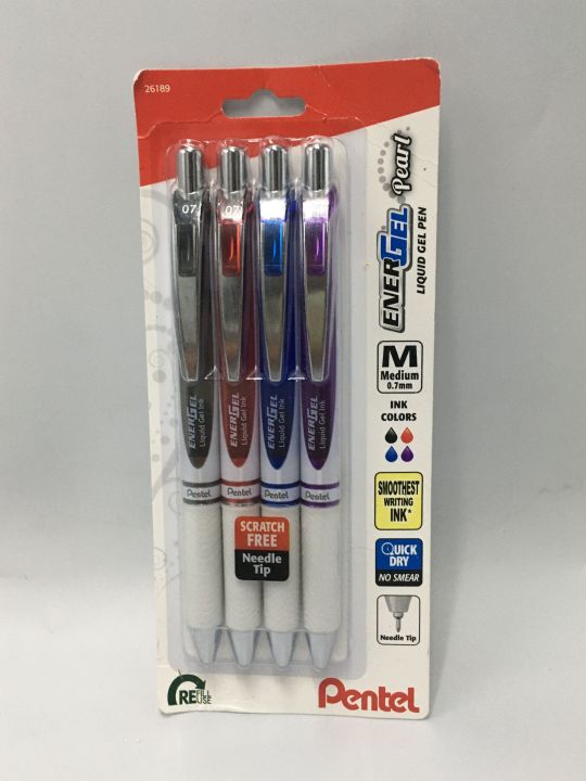 Pentel EnerGel Pearl RTX Retractable Liquid Gel Pen, Medium Line, Needle Tip, Assorted Ink Colors, Pack of Lazada PH