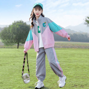 Bộ Trang Phục Mùa Thu Cho Bé Gái Áo Có Dây Kéo Ghép Dáng Rộng Phong Cách Hàn Quốc Bộ Đồ Hai Chiếc Thể Thao Cho Bé Gái Đường Phố Nổi Tiếng Trên Mạng