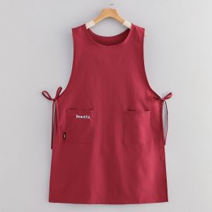 MIRELAE with Pockets Long Vest Apron Waterproof Polyester Pinafore Aprons  Stain Resistant Painting Apron Kitchen Use