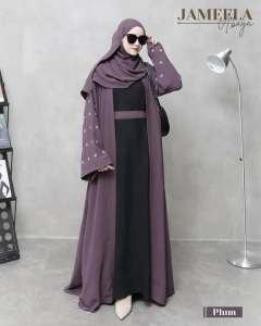 New Dress / Jameela Abaya Set / Matt Crinkle Mix Bordir / Gamis Lebaran / Dress Terbaru / Dress Viral /