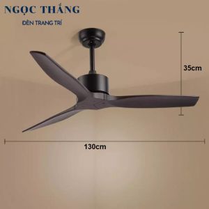 Quạt Trần 3 Cánh Gỗ Trang Trí Sảnh Phòng Khách Cao Cấp VF90 Ngọc Thắng (Kèm remote điều khiển từ xa)
