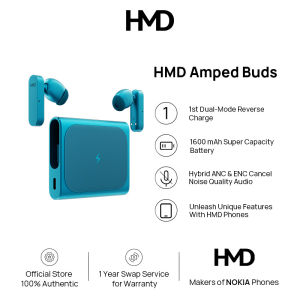 【2025 New】HMD Amped Buds Worlds 1st Reverse Wireless/Wired Dual-Mode Charging – 95H Playback Qualcomm aptX IP54 EarbudsANCBluetooth 5.4 1 year warranty 100% Official Authentic