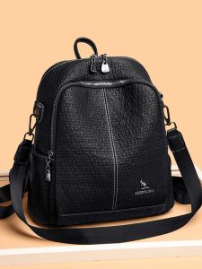 Backpack Womens 2023 New Fashion Versatile Elephant Pattern Genuine Leather Cowhide Soft Youth Large Capacity