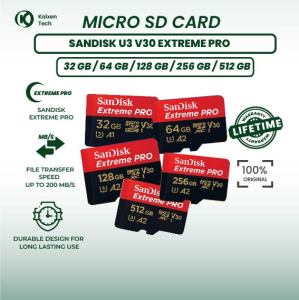 Micro SDXC Sandisk Extreme Pro 200MB/s + SD Adapter Untuk Gaming Konsol Aksi Drone dan File Besar