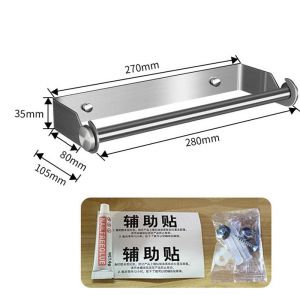 Wall Mounted Stainless Steel Paper Towel Holder Roll Paper Stand Punch-Free Towel Rack Tissue Holder for Kitchen Bathroom