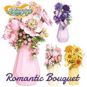 Aoduoyaya Romantic Bouquet Building Blocks Set Eternal Flowers with Vase DIY Gifts for Desktop Decor Valentine