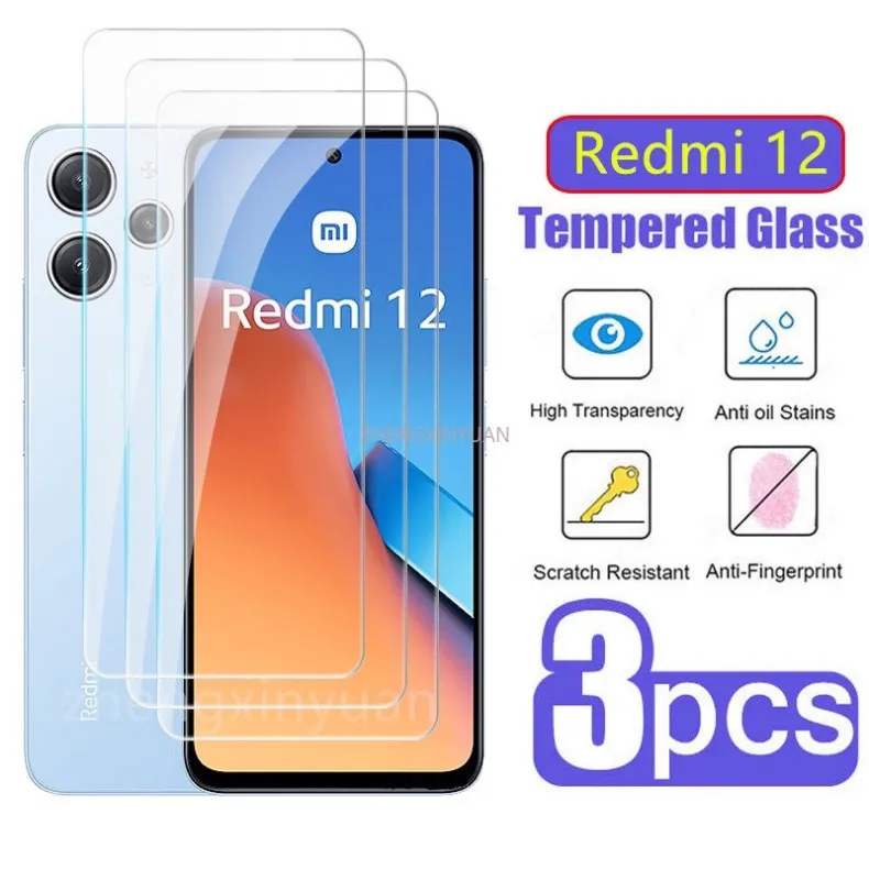 1-5PCS Transparent Tempered Glass For Xiaomi Redmi 12 Screen Protector  Redmi Note 12 Pro Plus 5G HD Scratch Proof Front Film Redmi 12 C 9C 12C 10C  13C Movil Protector Pantalla Redmi12