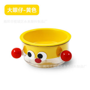 2In1 Cute Double Cat Bowl with Big Mouth Cartoon Puppy Feeder Anti-Mold Pet Bowls with Non-Slip Base