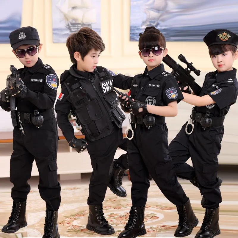 Police Costume For Kids Boy SWAT Boy Army Cosplay Uniform Clothing