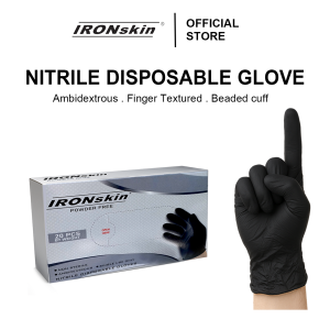 IRONskin Powder Free Nitrile Black Disposable Glove M3.5g M5.0g 50&100 Pcs/Box Cleaning Multipurpose
