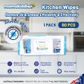 Sofresh Kitchen Wipes Wet 80 Pcs Pack Tissue Basah Dapur (Disinfect, Anti-Bacterial, Remove Oil & Grease, 0% Alcohol). 