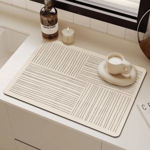 Kitchen Absorbent Mat Countertop Non-Slip Mat Line Heat Resistant Coffee Table Mat