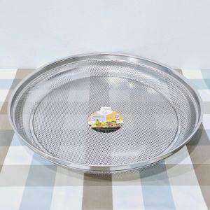 ถาดกลมเจาะรู ถาดสแตนเลส กระด้งสแตนเลส ถาดกลมเจาะรูระบาย กระด้ง (ทรงลึก) ขนาด 40/52 ซม. (ตราTK)