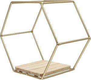 Happyyami Black Iron Hexagon Wall-Mounted Storage Rack Decorative Floating Shelf for Succulent Plants and Books Versatile Home Decor for Living Room Bedroom Study