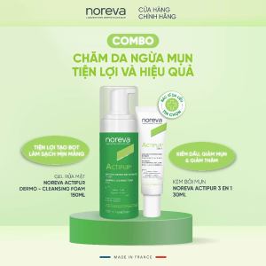 Combo 2 sản phẩm rửa mặt Noreva Actipur Dermo - Cleansing Foam 150ml và kem bôi mụn Noreva Actipur 3 En 1 30ml