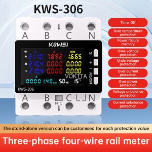 เพิ่งได้รับ KWS-306 WiFi Smart HD 3-Phase 4-สายดิน-รางมัลติฟังก์ชั่นเครื่องวัดแรงดันไฟฟ้าปัจจุบัน (85-290V AC 80Aการควบคุมแอป)