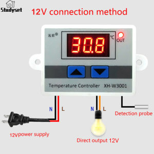 Studyset XH-W3001 W3001 Temperature Controller Digital LED Temperature Controller Thermometer Thermo Controller Switch Probe DC12/AC220V
