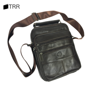 THAILEATHERGOODS กระเป๋าสะพายข้างหนังแท้ กระเป๋าสะพายพาดลำตัวผู้ชาย รุ่น 6ช่องซิป มีหูหิ้วด้านบน