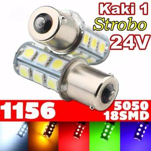 (BISA COD) LED BAYONET KAKI 1 SEN ATRET MUNDUR 24 VOLT 18 LED KEDIP STROBO BUS TRUCK
