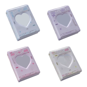 Portable 3Inch Card Album Heart Hollowed Design Photo Holders with 40 Pocket Photocard Binder for Students and Adults