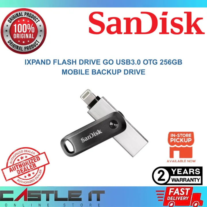 Sandisk Ixpand Flash Drive Go USB3.0 OTG 256GB Silver Mobile Backup Drive