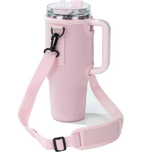 [Eqrbtl] 40oz Water Bottle Carrier Bag Adjustable Shoulder Strap Mug Cups Sleeve Solid Color Bottle Holder For Outdoor Hiking