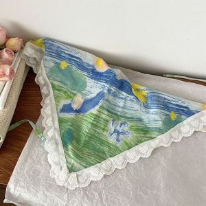 Flowery Lace Korean Scarf/Gaya Aesthetic Raw Lace Syal Korea/Summer Korean Aesthetic Scarf/Bandana Head Band/Tudung Kepala