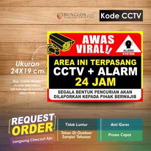 STIKER AREA INI DIPANTAU CCTV 24 JAM + LAMINASI KODE CCTV MERAH HITAM