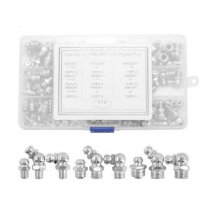 Straight 45 Degree 90 Degree Angle Zerk Grease Nipple Fittings Assortment for Replacing Missing Fittings Grease Fittings