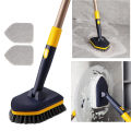 BOOMJOY Tub Tile Scrubber Brush 2 in 1 Cleaning Brush 58.2" Adjustable Telescopic Pole Stiff Bristles Scouring Pads Cleaning Tools. 