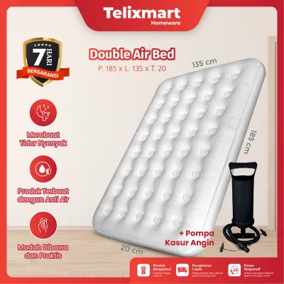 Kasur Angin Portable Tebal & Nyaman Anti Bocor Outdoor Indoor FREE POMPA Bergaransi