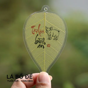 Lá bồ đề 12 con giáp VEGAN  trang trí ốp lưng làm móc chia khóa treo xe ô tô