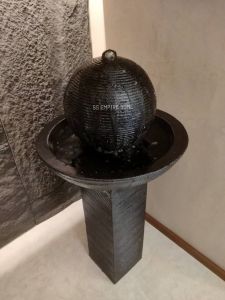 S88 Black Large Ball Feng Shui Water Fountain Trophy Ball Pond Kolam Air Sandstone Garden Water Feature Balinese 风水流水喷泉瀑布池 Home B