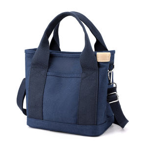GStar【Ready Stock】Japanese Style Canvas Crossbody Bag Casual Small Double Handle Handbag Bucket Bag Multi-Compartment Lunch Bag