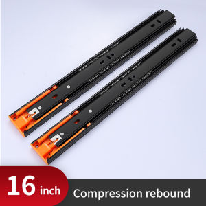 3-Section Ball Bearing Press Type Rails (1 Pair) - Damping Rebound Drawer Slides