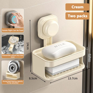 Wall Mounted Suction Cup Soap Box Punch-free Bathroom Drain Washbasin Storage Rack Soap Organizer