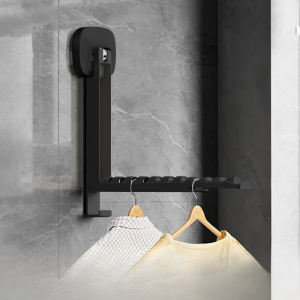 Foldable Retractable Clothes Drying Rack with Suction Cups No Drill Space Saving Laundry Hanger Punch Free 可折叠吸盘伸缩晾衣架