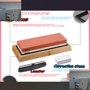 Whetstone Premium Double-sided Sharpening Stone of White Corundum Whetstone Knife Sharpener with Anti-Slip Mat