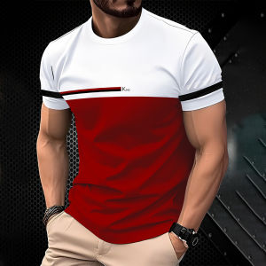 New Fashionable 3D Simple Striped Printed T-shirt For Men Urban Fashion Harajuku Round-neck Short-sleeved Comfortable Large Tops