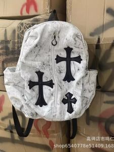 Nylon Cross Design Backpack for College and High School Students Large Capacity Durable Anti-theft Travel Casual Daypack White