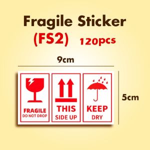 🇲🇾 🏆 120pcs Fragile Urgent Warning Handle With Care Dont Stack Drop Keep Dry Upward Mudah Pecah Labels Sticker 易碎标签贴纸