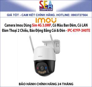 Camera Imou Dùng Sim 4G 3.0MP Có Màu Ban Đêm Có LAN Đàm Thoại 2 Chiều Báo Động Bằng Còi & Đèn - IPC-K7FP-3H0TE