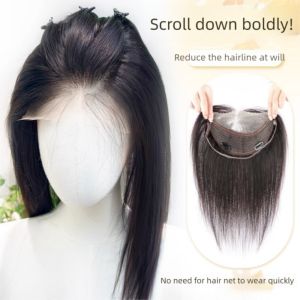 FEELING WELL แนวผมธรรมชาติ วิกผมลูกไม้สังเคราะห์ พรีเพลค ลูกไม้ด้านหน้า ท็อปเปอร์ผม วิกผมที่มีหน้าม้า มองไม่เห็น ต่อผม วิกผมยาวตรง สำหรับผู้หญิง